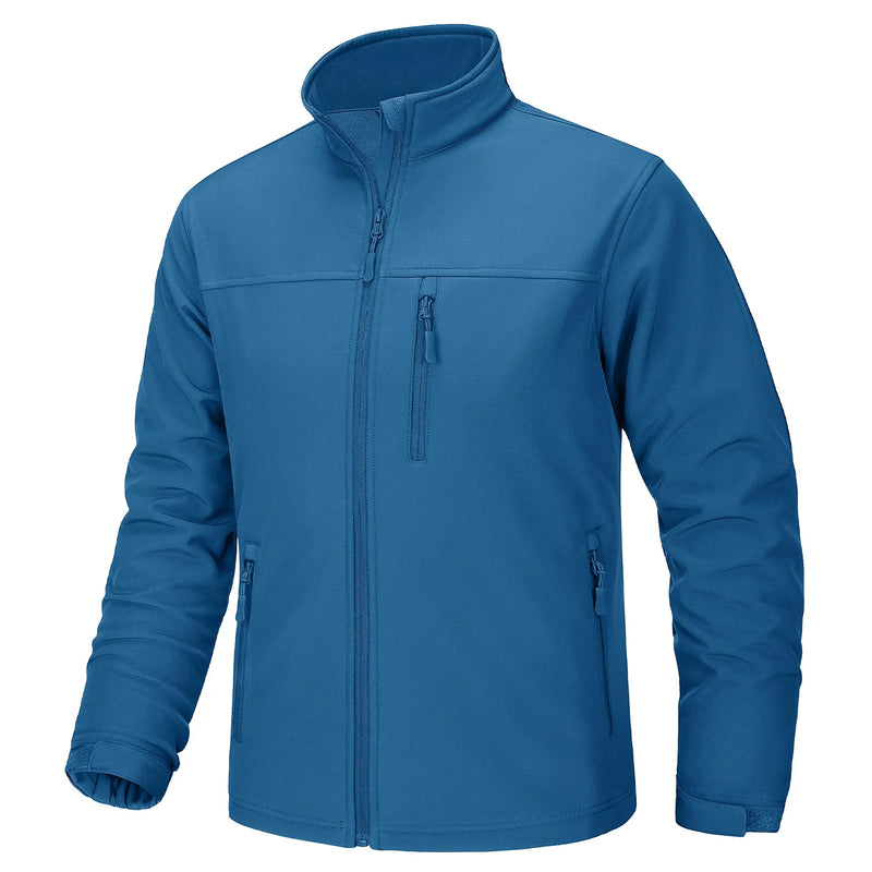 TACVASEN Waterproof Fleece Lining Windbreaker Mens Winter Work Jackets Zipper Pocket Casual Coats Full Zip Outwear Tops