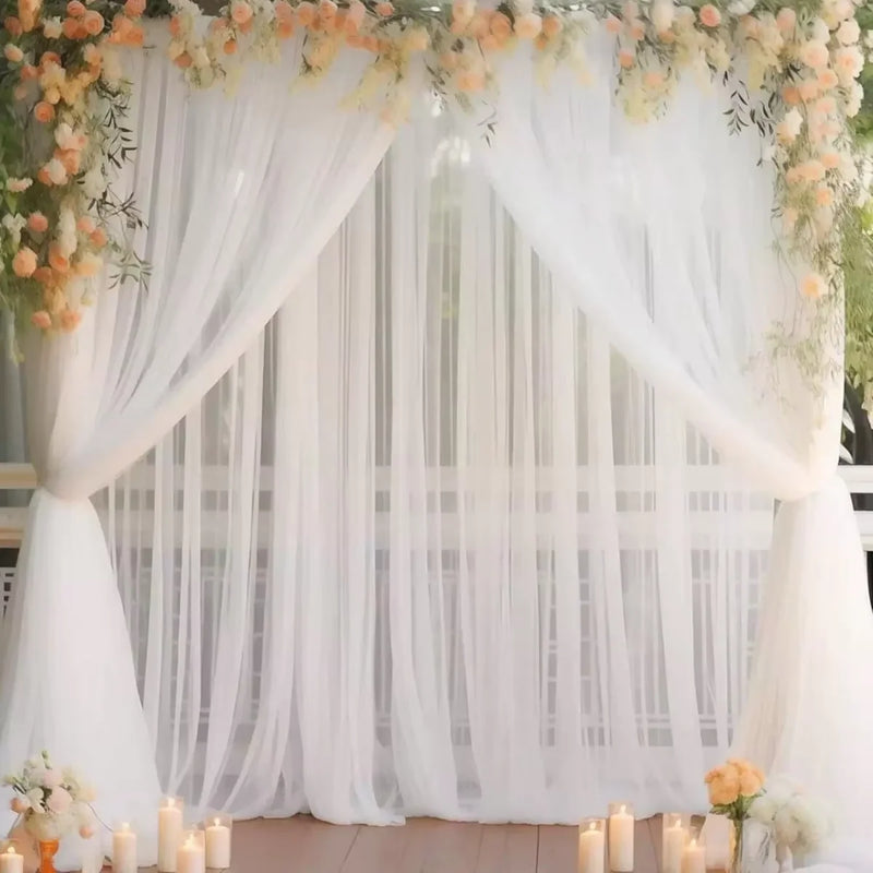 160x300cm Chiffon Backdrop Curtain for Wedding Party Decor Slight Glimmer Sheer Baby Shower Photography Backgrounds