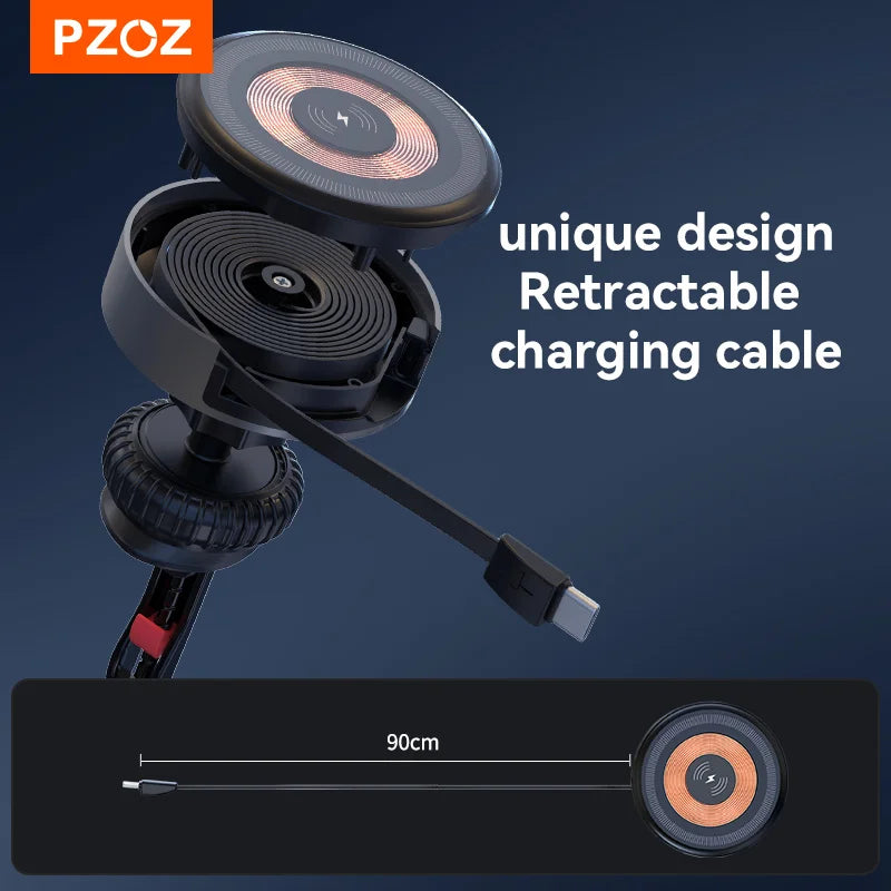 PZOZ Car Wireless Charger Magnetic bracket Car GPS Holder fast charging For iPhone 16 15 14 13 12 Pro Max Phone Holder