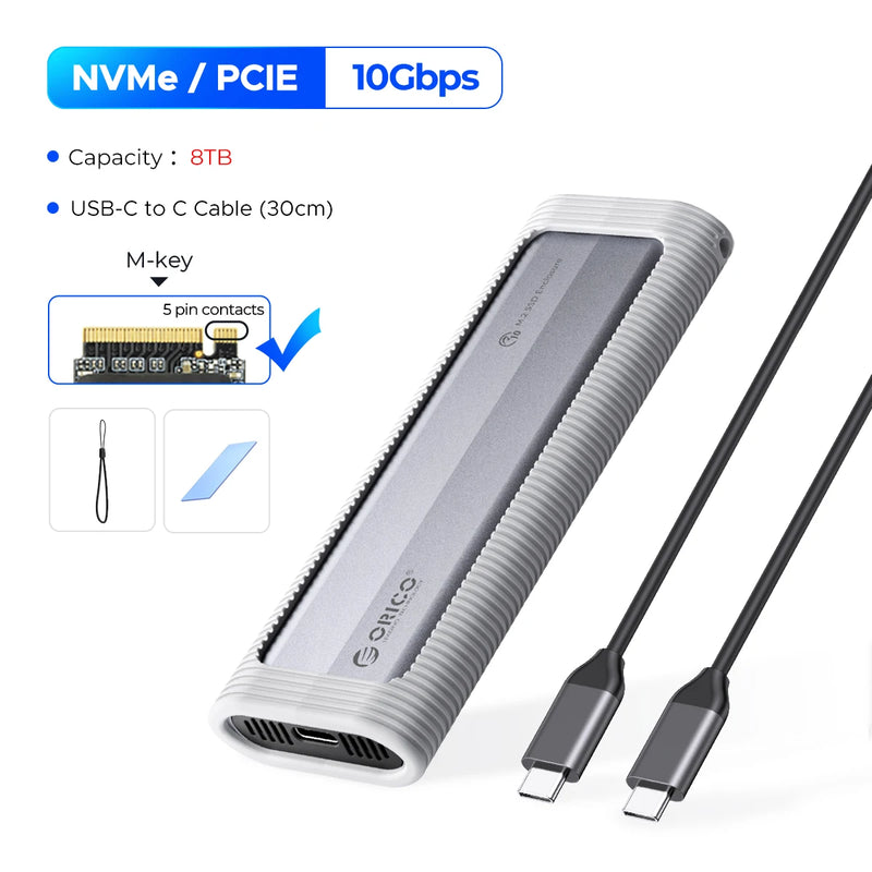 ORICO M.2 NVMe SATA SSD Enclosure Tool-Free USB External 10Gbps M.2 NVMe to USB Adapter Support UASP for PCIe NVMe and SATA SSD