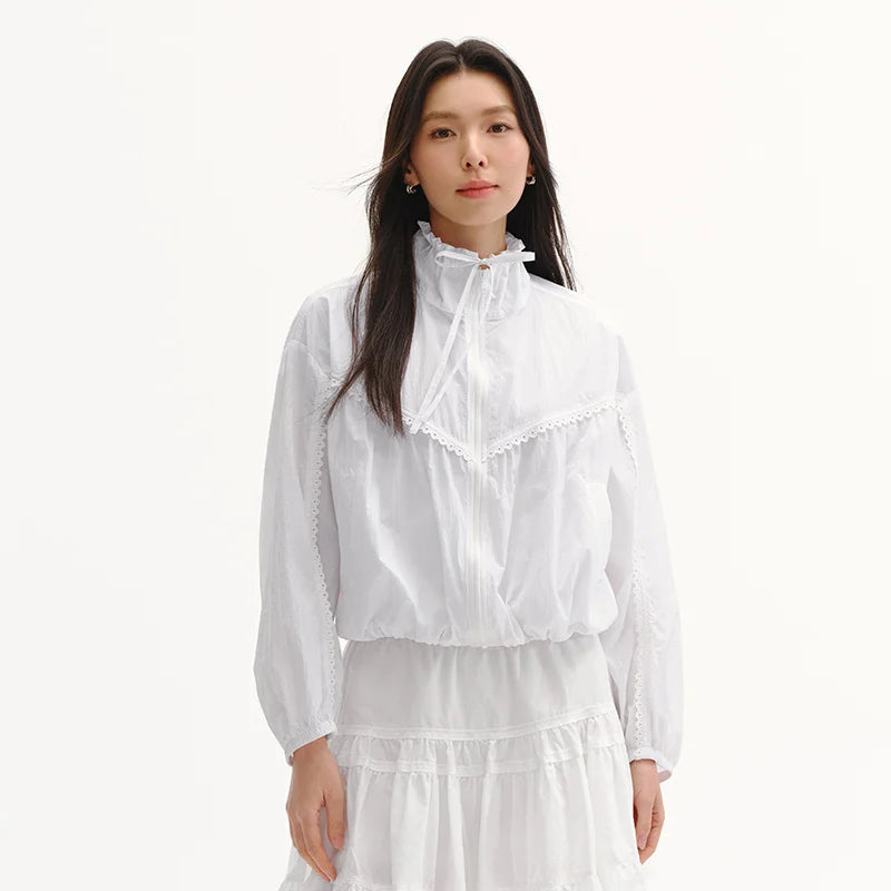 Semir Women Jacket UV Protection Cool Feeling Lace Trim Loose Lazy Style Casual Top 2026 Summer Wear