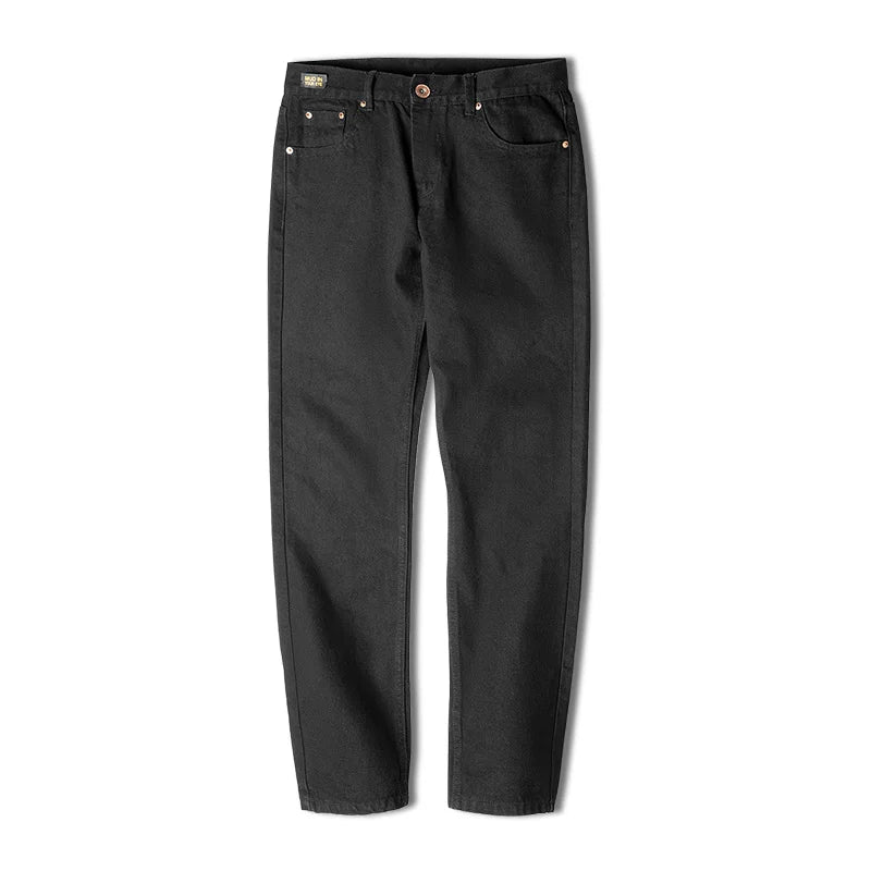 ខោខូវប៊យ Maden Men Baggy Denim Jeans ខោខូវប៊យចង្កេះមធ្យមពណ៌ខ្មៅបែបអាមេរិកាំង Retro លាងសម្អាតដោយទឹក ខោត្រង់បែបបុរាណ ខោ Tannin