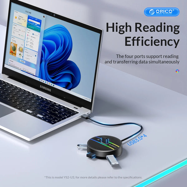ORICO RGB USB 3.0 HUB With Type C Power Port 5Gbps High Speed Multi Splitter OTG Adapter For PC Computer Accessories Macbook Pro
