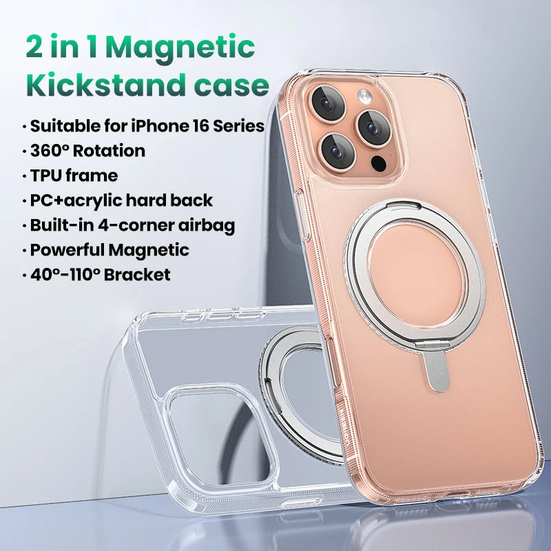 UGREEN Magnetic Ring Stand Case for iPhone 15 Pro Max Cases Shockproof Cover for iPhone 15pro 16 Plus Magnet Kickstand Case