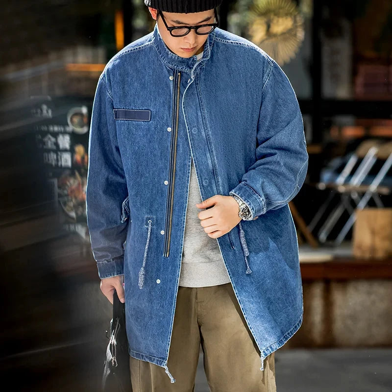 អាវធំ Maden American Retro M65 Denim Fishtail រលុង អាវធំសម្រាប់បុរស អាវធំរដូវស្លឹកឈើជ្រុះ អាវក្រៅធម្មតា