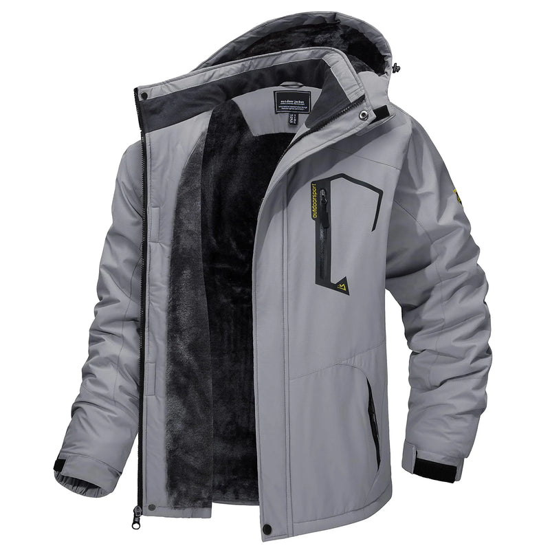 TACVASEN Mens Winter Parka Jackets Waterproof Fleece Lined Warm Ski Coats Outdoor Fishing Padded Jackets With Multiple Pockets