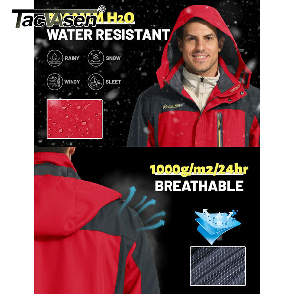 TACVASEN Waterproof Lightweight Jacket Mens Mesh Lined Outdoor Jacket Windproof Fishing Hiking Jacket Rain Coat Male Windbreaker