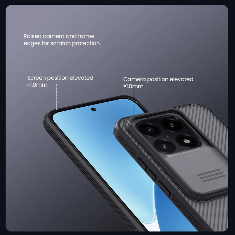 NILLKIN For Xiaomi 15T Pro Case CamShield Pro Sliding Camera Protection TPU PC Hard Back Cover for Xiaomi 15T Transparent Case