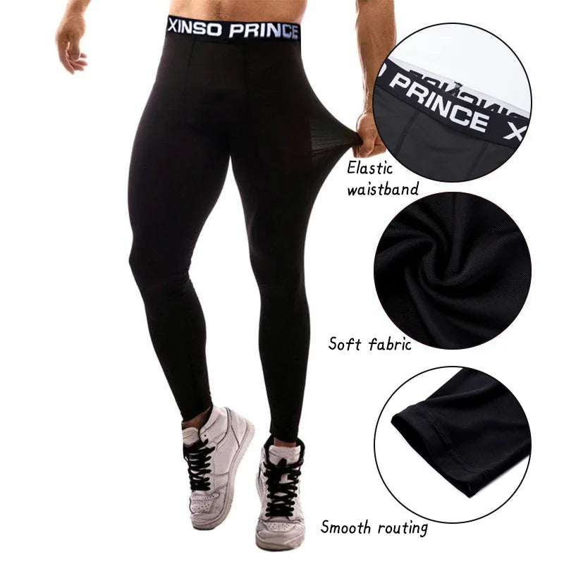 Men's Thermal Fleece Leggings Winter Warm Compression Tights High Stretch Running Gym Training Base Layer Pants