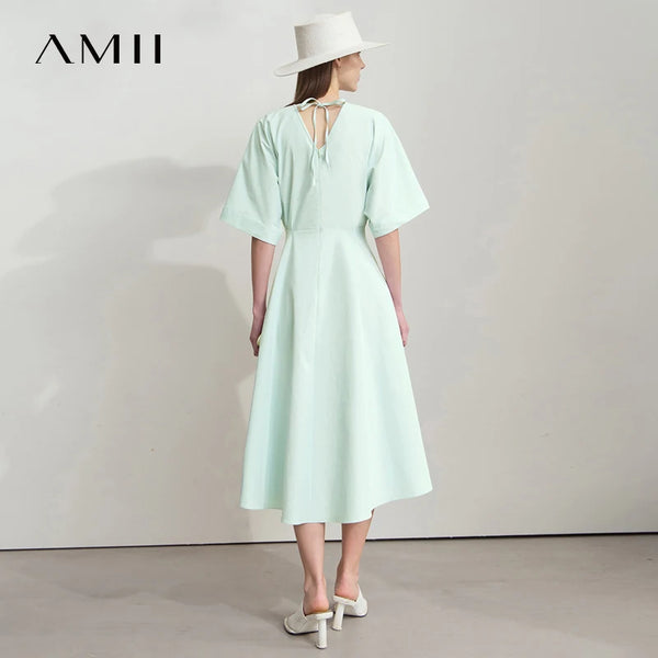 រ៉ូបរដូវក្តៅ AMII Office Lady សម្រាប់នារីឆ្នាំ ២០២៦ រ៉ូបកមូលដៃខ្លីគ្មានខ្សែចង្កេះរាងអក្សរ A ម៉ូដថ្មីសម្រាប់នារី 12542151