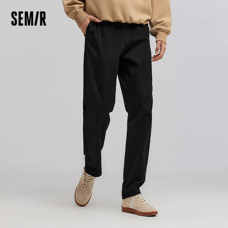 Semir Solid Color Casual Pants Tapered Fit Men 2025 Spring Basic Style Simple Fashion Long Comfortable Trousers