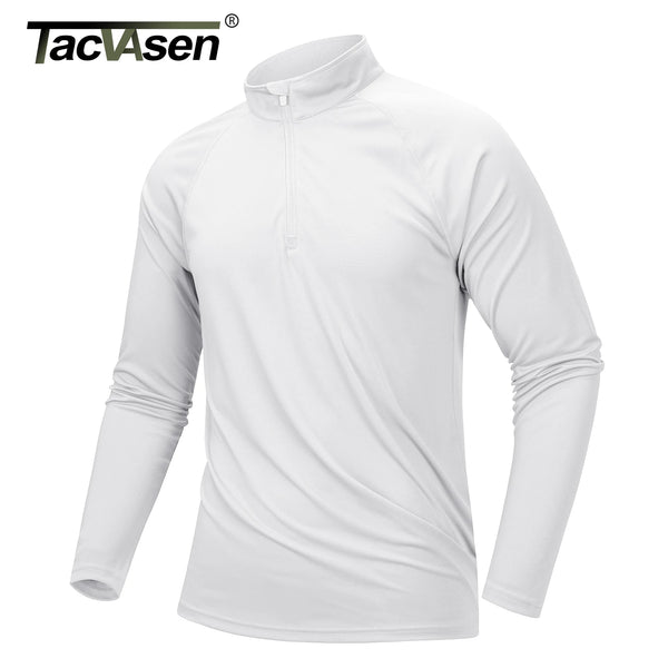TACVASEN UPF 50+ T-Shirts Men's 1/4 Zip UV Protection Long Sleeve T-Shirts Fishing Hiking Performance Tee Shirts Pullover Tops