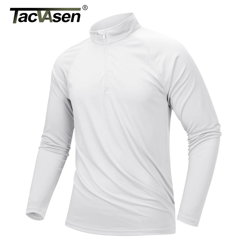 TACVASEN UPF 50+ T-Shirts Men's 1/4 Zip UV Protection Long Sleeve T-Shirts Fishing Hiking Performance Tee Shirts Pullover Tops