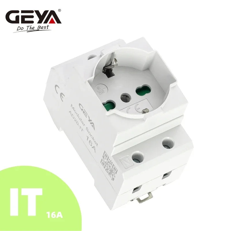 GEYA Din Rail Socket Modular Type AC Power Socket Plug EU/FR/US/UK/IT Standard 16A 220V AC Connector Grey AC30 Adapter Connector