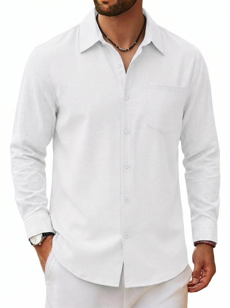 TACVASEN Men's Button Down Shirts High Quality Long Sleeve Casual Lightweight Beach Dress Shirts for Man Work Tee Chest Pockets
