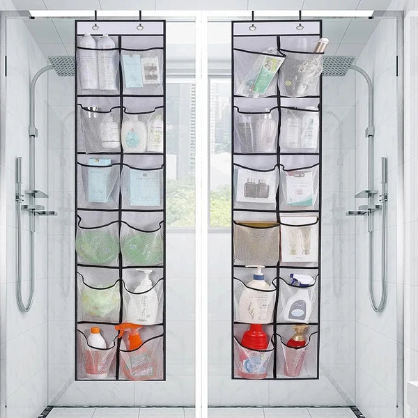 12 Pocket Shoe Cabinet with Large Mesh Pockets on the Door, and a Storage Bag with Hanging Pockets Behind the Door for Shoe St