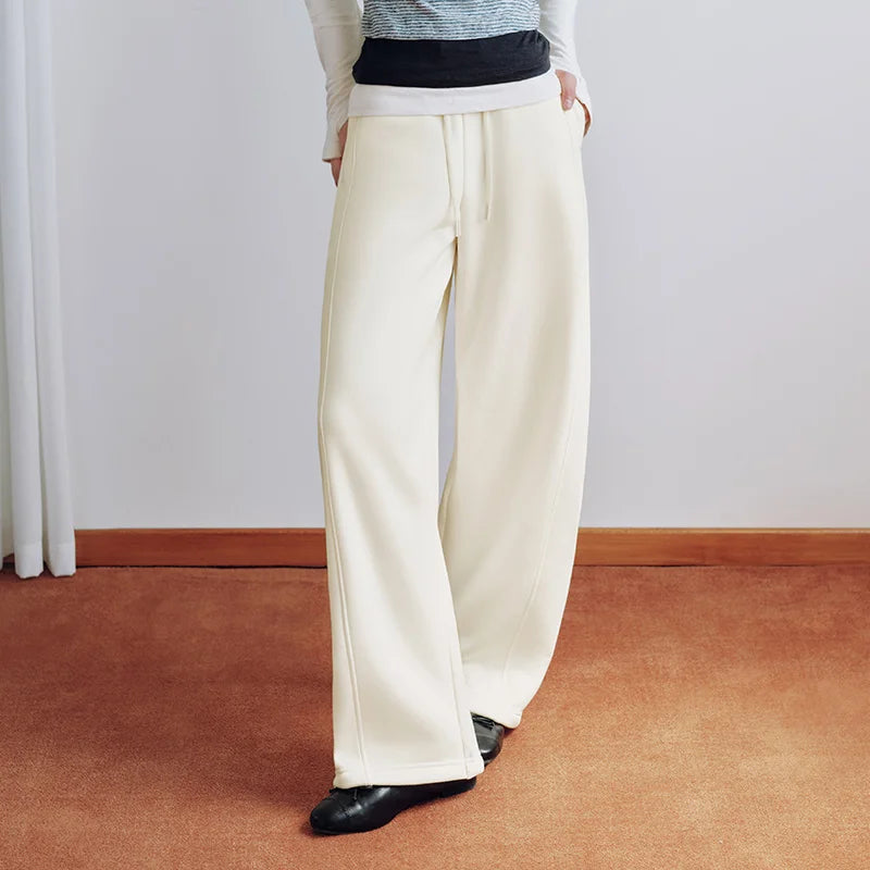 Semir Women Casual Pants Thermal Warmth Loose Fit Drawstring Curved Leg 2026 New Winter Daily Wear Urban Casual Style