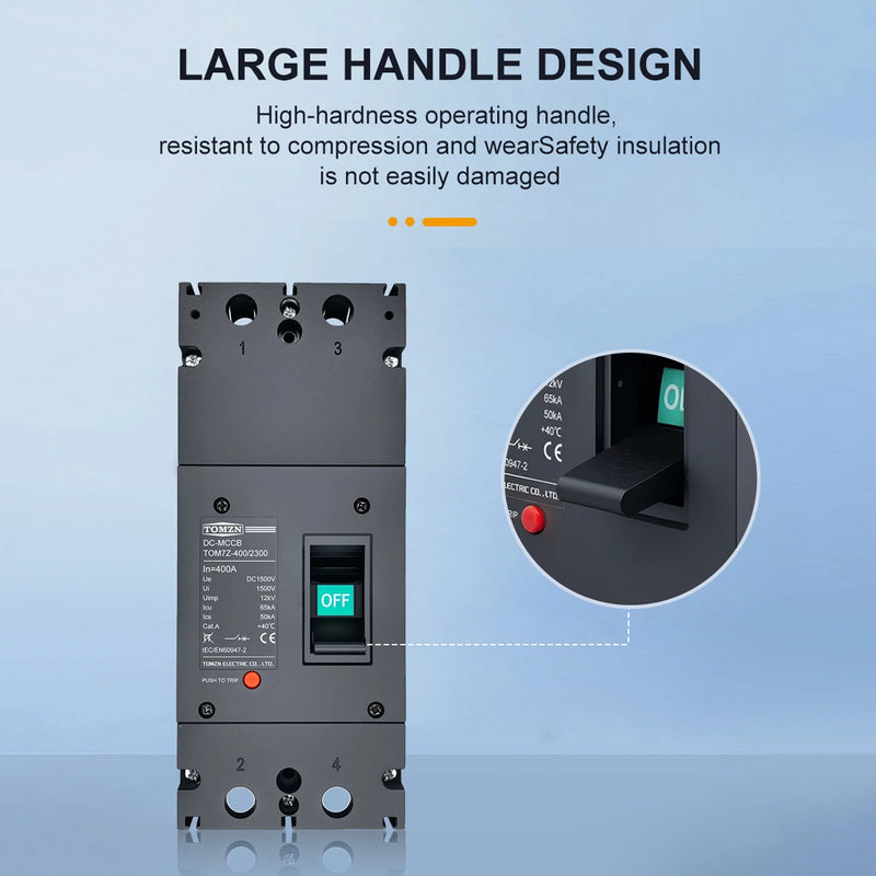 2P DC MCCB Type 1500V 300A/400A High-Current Molded Case Circuit Breaker, Overload Protection Switch for Solar PV System