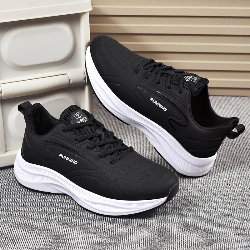 Couples Jogging Shoes 2025 New Leather Casual Sneakers Anti Slip Wear Resistant Fashion Outdoor Fitness Running Shoes for Women