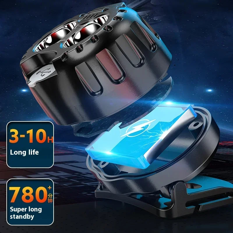 ចង្កៀងមុខ LED សម្រាប់នេសាទដែលអាចសាកបានសម្រាប់បោះតង់ ចង្កៀងមុខសម្រាប់ធ្វើការ 3 របៀបភ្លើងសម្រាប់នេសាទ បោះតង់ ឡើងភ្នំ