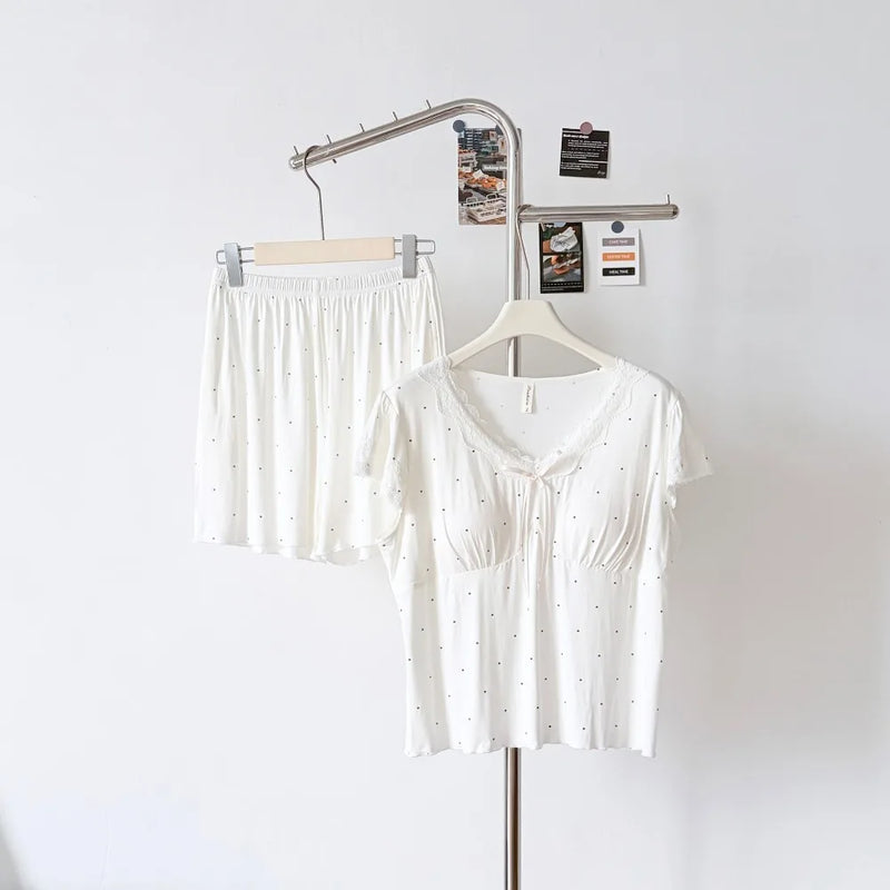 Summer Clothes Chest Cup Pajamas Sleeveless Sleepwear Women’s Loungewear New V-neck Night Wears for Females 2-piece Pajama Set