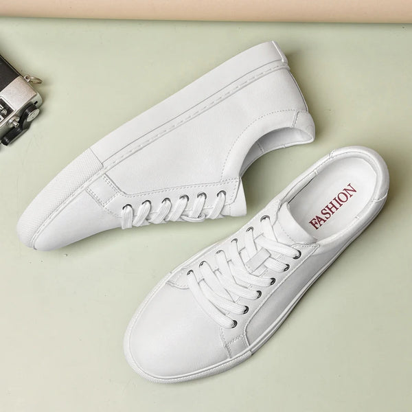 Mens Plus Big Size 48 49 50 Pure White Shoes Men Fashion Flat Shoes Leather Casual Shoes Comfortable