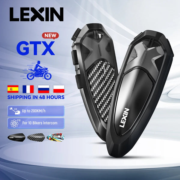 LEXIN-GTX Intercom Bluetooth For Motorcycle Helmet Headset Support Intercom& Listen to Music At One Time10 Riders 2000m