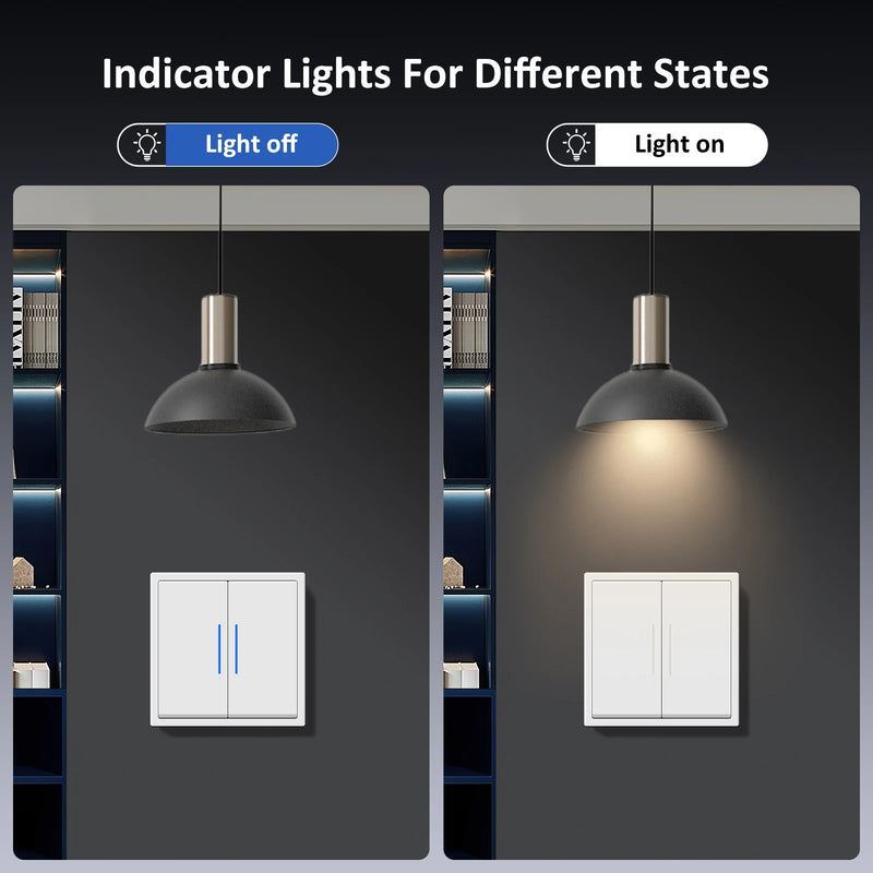 BSEED E Series 1/2/4/8 Packs 1Gang 2Way Button Light Switch Plastic Frame Wall Light Switch On Off For Stairs LED Backlight