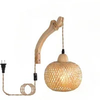 JOYINLED Bamboo Lantern Wall Lamp Natural Rattan E27 Chandeliers Room Decor Lampshades Wall Light Fixtures Home Decoration
