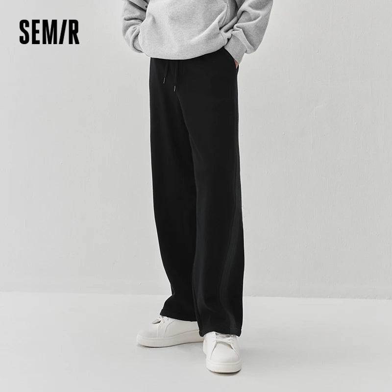 Semir Men Pants Fleece Lined Loose Fit Straight Leg Retro Style 2026 Winter Comfort Fit Everyday Style Full Length
