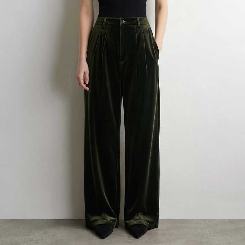 Amii Wide Leg Women's Pants 2026 Autumn New Velvet Casual Flowy Pants Loose Fit Soft Elegant Daily Trousers For Woman 12623112