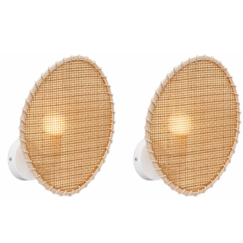 JOYINLED Bamboo Wall Sconces Retro Rattan Weaving Light for Living Room Bedroom Bedside Homestay Corridor Decorative Lighting