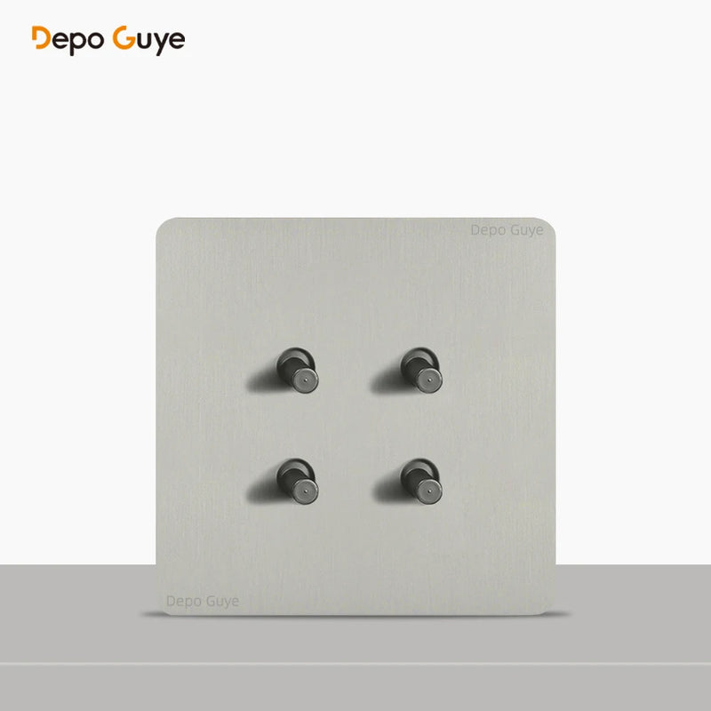 86 Type Retro Wall Momentary Reset Switch Brass Lever 1-4 Gang Bronzed Antique Switches Stainless Steel Panel For Home