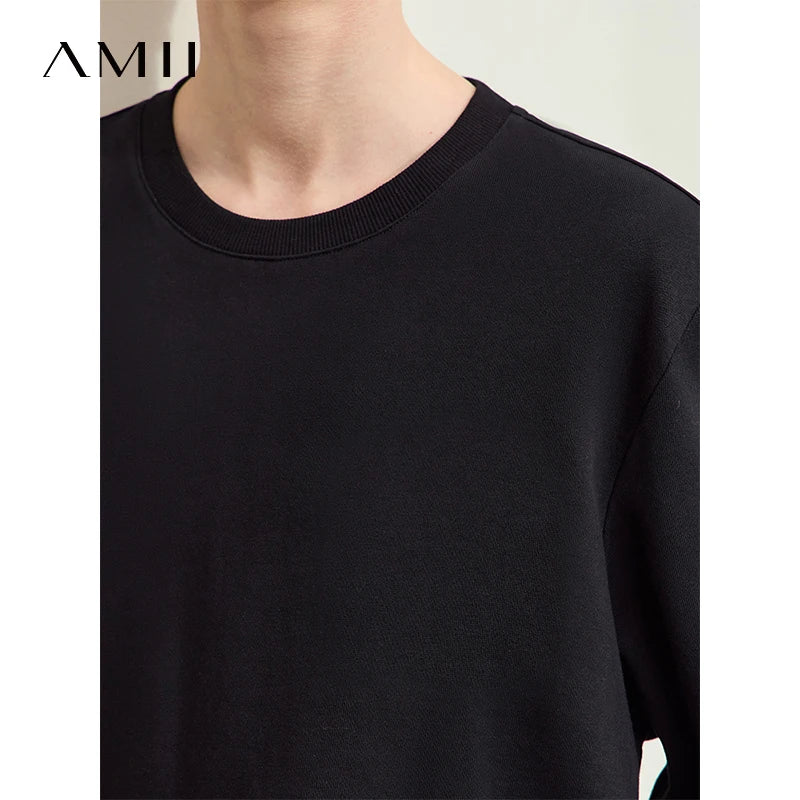 Amii Minimalism Woman Sweatshirts 2026 Autumn New O-Neck Long Sleeve Sweatshirts For Woman Loose Knit Casual Top Female 12423058