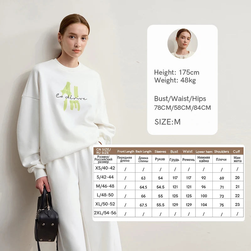 AMII Hoodies Woman 2026 Winter New Casual Round Neck Versatile Sweatshirts Woman Cotton Long Sleeve Letter Printing Top 12544181