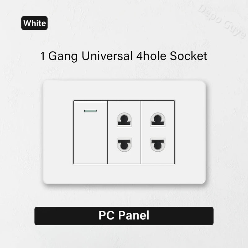 EU Korea Standard 4*2 Wall Light Switch Socket,USB Type-c 20W Fast Charger plug,1/2/3/4/Gang 2 Way Switch PC Panel Power ON OFF