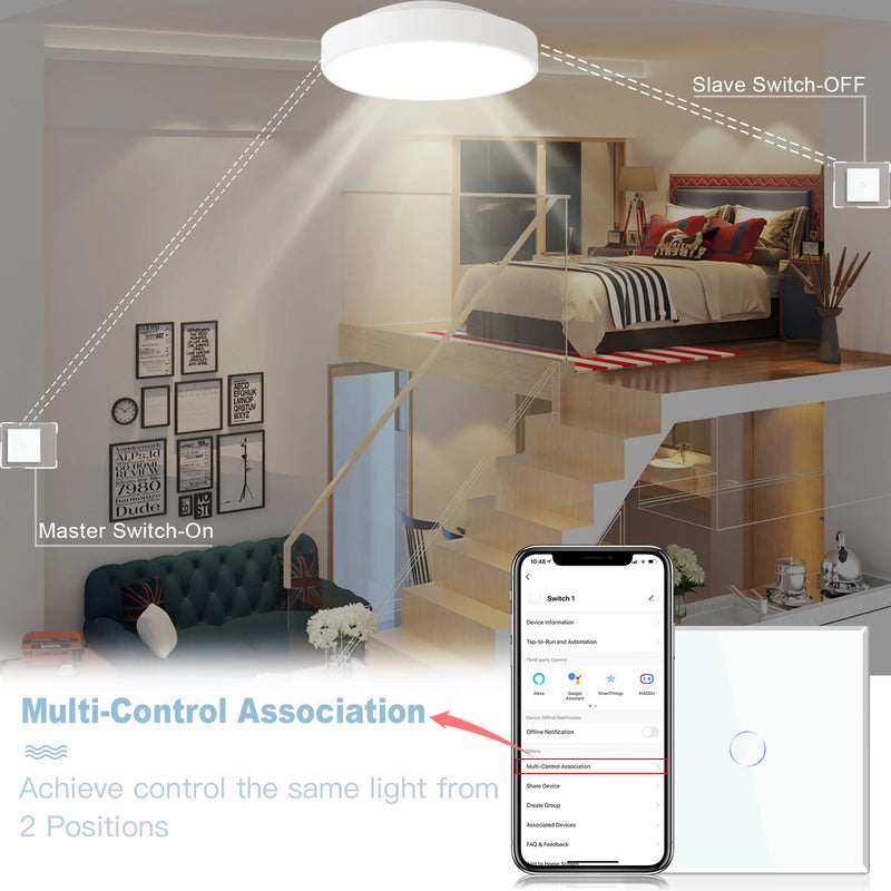 BSEED EU Standard Wifi Wall Switch 1/2/3Gang 1/2/3Way Smart Touch Light Switches Wall Socket Outlets Google Alexa Tuya Control