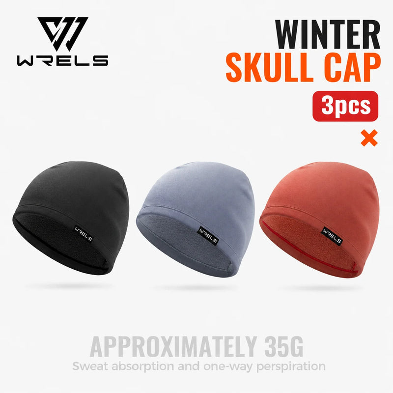 WRELS Skiing Cap Warm Anti Cold Skull Cap Sweat Wicking Fleece Windproof Helmet Liner Ear Flap Running Men Women Winter Beanie