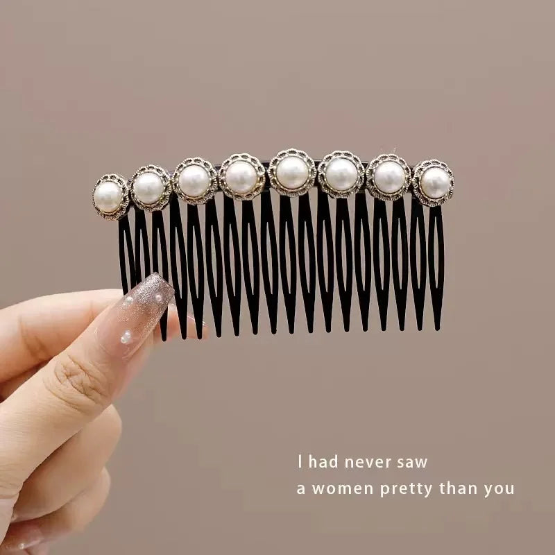 Women Pearl Insert Hair Comb Broken Hair Finisher Back Head Hairpin Elegant Korean Style Hair Accessories