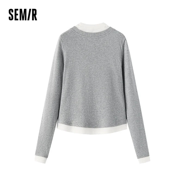 អាវយឺតប៉ាក់ Semir សម្រាប់ស្ត្រី ប្រឆាំងបាក់តេរី កម្ដៅ ស្លីម រូបរាងជាស្រទាប់ៗ ឆ្នាំ២០២៦ សម្លៀកបំពាក់រដូវរងាថ្មីប្រចាំថ្ងៃ ស្ទីលធម្មតាក្នុងទីក្រុង