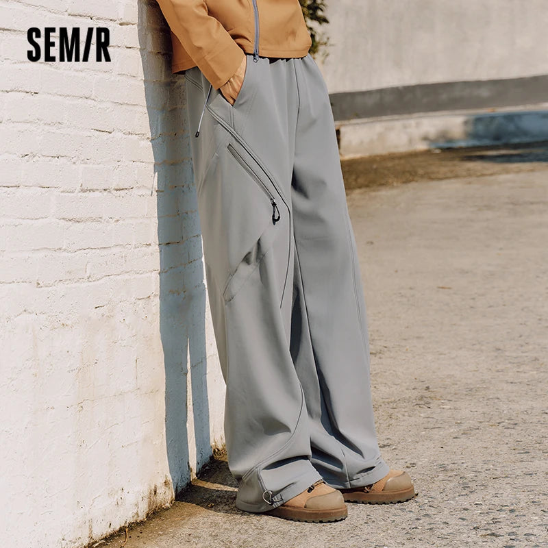Semir Panel Jogger Pants Fleece Lined Men 2025 Winter Loose Fit Sporty Casual Outdoor Warm Comfortable Long Bottoms