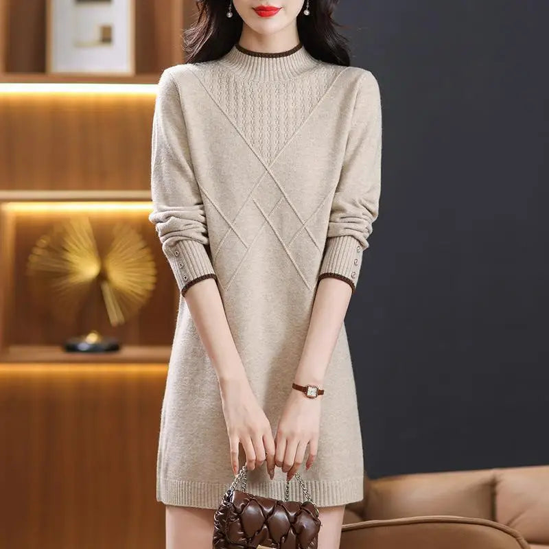 អាវប៉ាក់កអាវ Turtleneck ដៃវែងសម្រាប់ស្ត្រី សម្លៀកបំពាក់ស្ត្រី រដូវស្លឹកឈើជ្រុះ រដូវរងា អាវប៉ាក់មូលដ្ឋាន រោមចៀម អាវយឺតសម្រាប់ស្ត្រី
