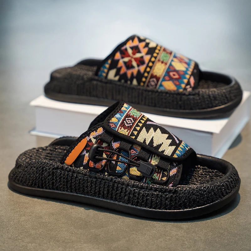 Men's slip-on slippers summer new light breathable outdoor casual sports slippers soft sole fashion youth city walking slippers