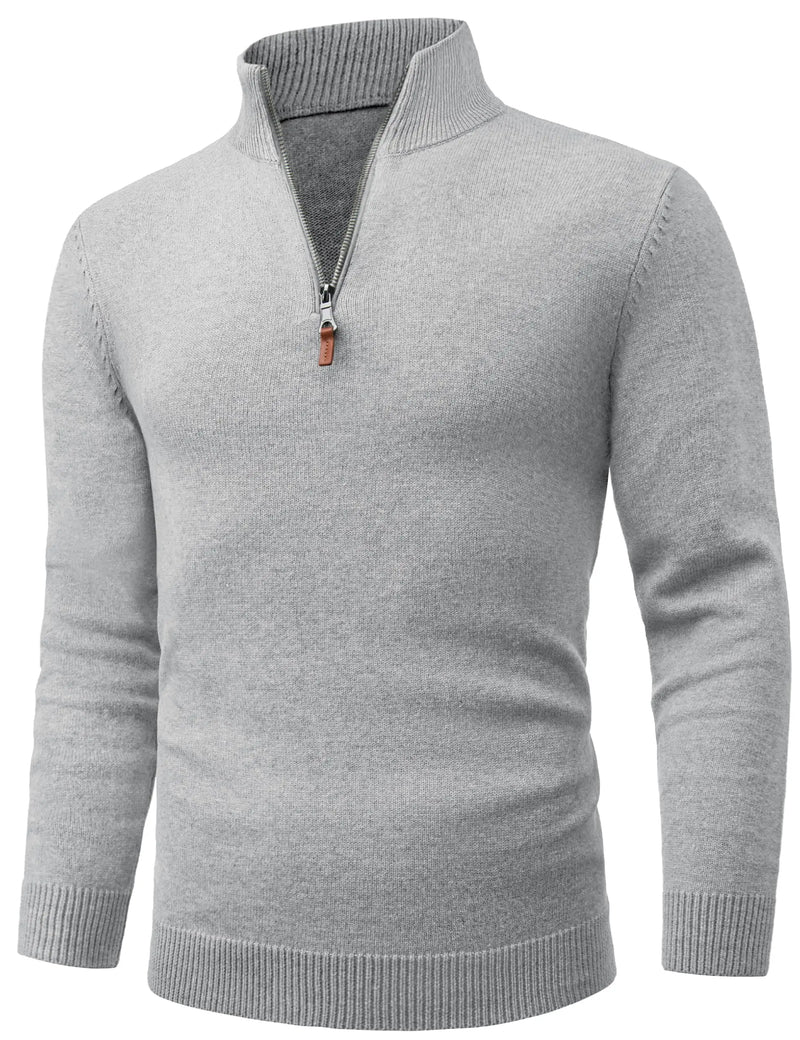 TACVASEN Mens Knit Cotton Sweater Quarter Zip Pullover Antumn Winter Casual Long Sleeve Mock Neck Polo Sweaters Warm Streetwear