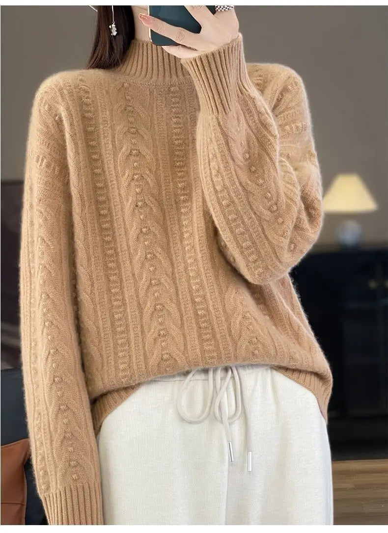 Half Turtleneck Warm Pullover Tops New Autumn Winter Knitwear Woman Clothing Spring Long Sleeve Blouse Pull Women's Sweater