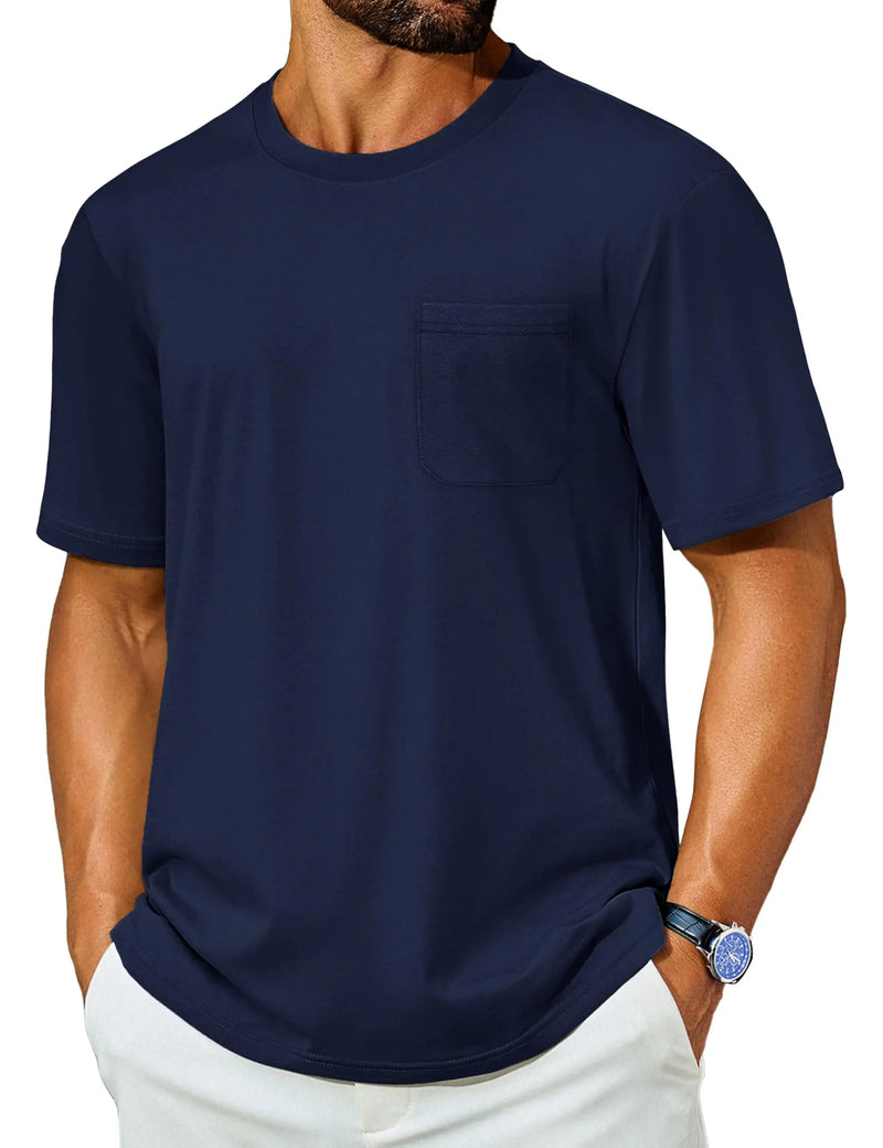 TACVASEN Men's Quick Dry T-Shirt UV Protection Short Sleeve Summer Tee With Pocket Breathable  Hiking Fishing Performance Top