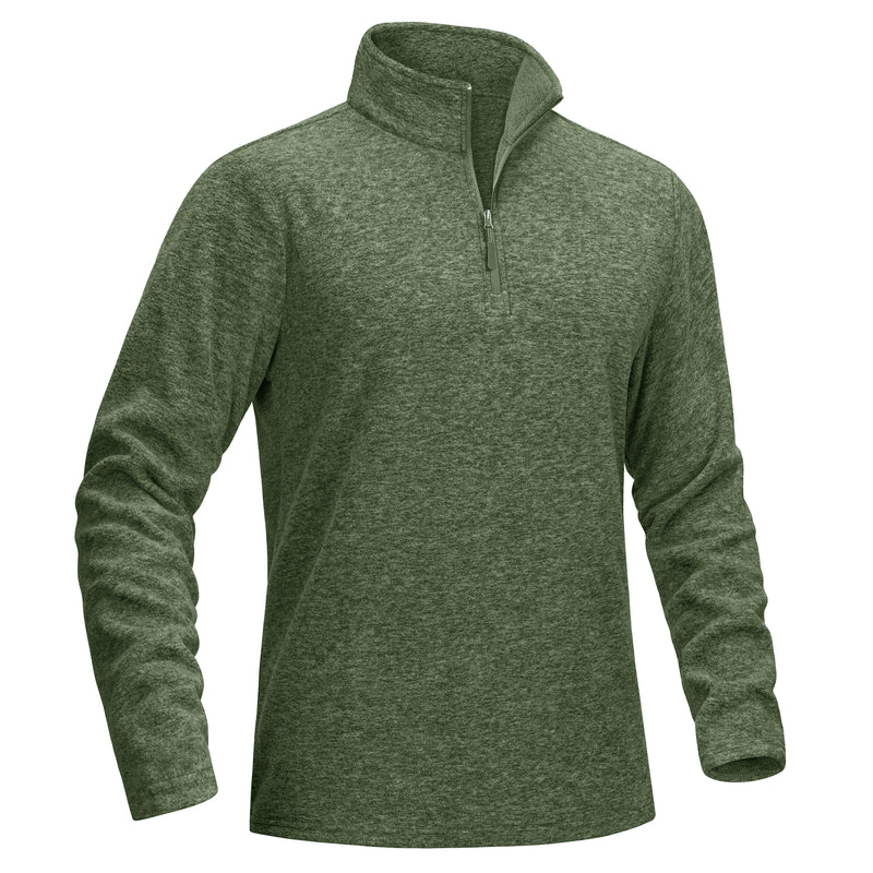 TACVASEN Men's Quarter Zip Up Fleece Pullover Warm Windproof Sweaters High Stand Collar Polyester Sweatshirts Fit Hike And Golf