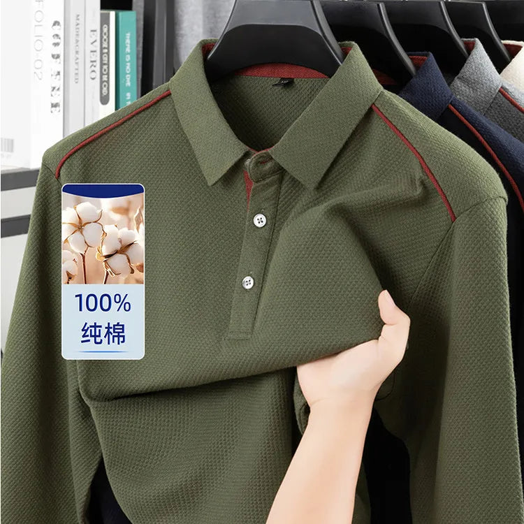 100% Cotton Men's Polo Shirt Gold Medal Quality Pineapple Pattern Polo Shirt, Asymmetric Placket Design, Novelty Style