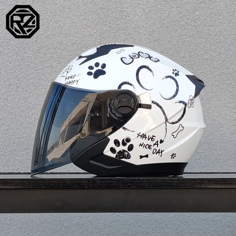 Latest High Quality Motorcycle Helmet Half Covering Dual Lens Cascos para Motos Male Female Couple Capacetes de Moto