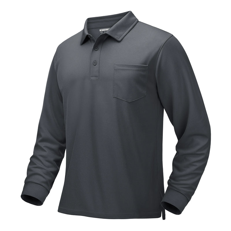 TACVASEN Mens Work Polo Shirts Chest Pocket Casual Polo Shirt Lightweight Breathable Performance Outdoor Golf Polo Tee Tops
